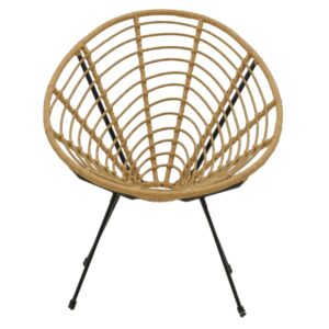 Πολυθρόνα Naoki pakoworld pe ratatn σε φυσική απόχρωση-μέταλλο μαύρο πόδι 78x74x87εκ