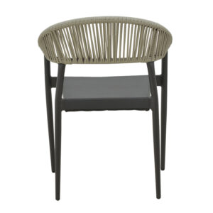 Πολυθρόνα αλουμινίου Elation pakoworld στοιβαζόμενη ανθρακί σκελετός-textilene ανθρακί rattan 56x52x76εκ