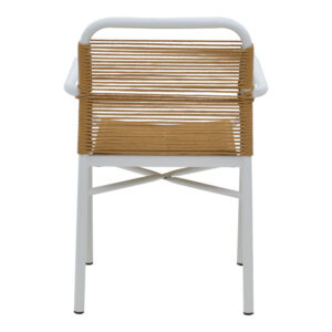Πολυθρόνα αλουμινίου Clutch pakoworld στοιβαζόμενη λευκός σκελετός-φυσικό rattan 55x56x80εκ