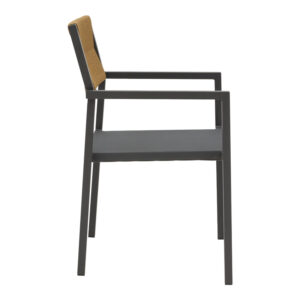 Πολυθρόνα αλουμινίου Savor pakoworld στοιβαζόμενη ανθρακί σκελετός-textilene φυσικό rattan 55x58x83εκ