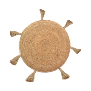 Πουφ Elefon Inart φυσικό-εκρού ύφασμα Φ35x12εκ