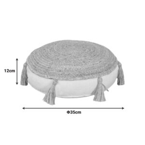 Πουφ Elefon Inart φυσικό-εκρού ύφασμα Φ35x12εκ