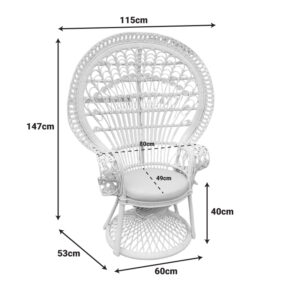 Πολυθρόνα Dorothy Inart με λευκό μαξιλάρι-λευκό rattan 115x53x147εκ