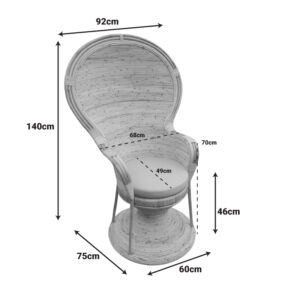Πολυθρόνα Rea Inart με μπεζ μαξιλάρι-φυσικό rattan 92x75x140εκ