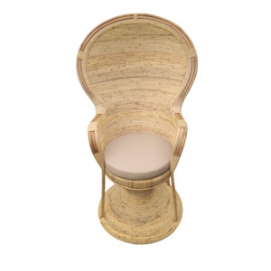 Πολυθρόνα Rea Inart με μπεζ μαξιλάρι-φυσικό rattan 92x75x140εκ