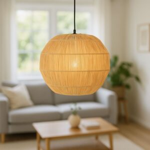 Φωτιστικό οροφής Ozelia Inart καφέ press papier-μέταλλο Φ33x122εκ