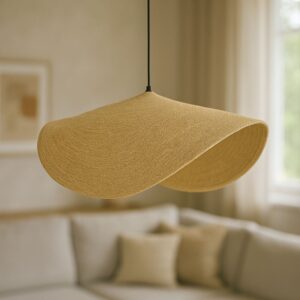 Φωτιστικό οροφής Fonlo Inart φυσικό ψάθα-μέταλλο Φ90x129εκ