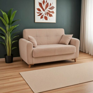 Καναπές-κρεβάτι με αποθηκευτικό χώρο διθέσιος Lincoln pakoworld μπεζ ύφασμα 165x75x85εκ