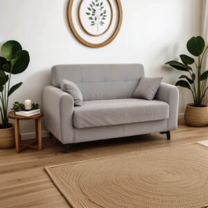 Καναπές-κρεβάτι με αποθηκευτικό χώρο διθέσιος Lincoln pakoworld γκρι-μπεζ ύφασμα 165x75x85εκ