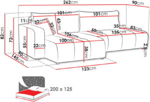 Γωνιακός Καναπές Furyn Otwarty-Δεξιά-Γκρι