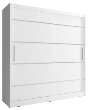 Ντουλάπα Maritina συρόμενη-200 x 62 x 214 εκ.-Λευκό