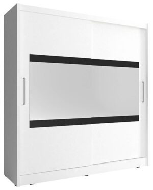 Ντουλάπα Mallory συρόμενη-200 x 62 x 214 εκ.-Λευκό