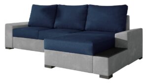 Γωνιακός καναπές Nero-Γκρι - Μπλε-Δεξιά