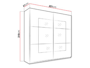 Ντουλάπα Συρόμενη Delta IV-221 x 61 x 210 εκ.-Φυσικό / Λευκό