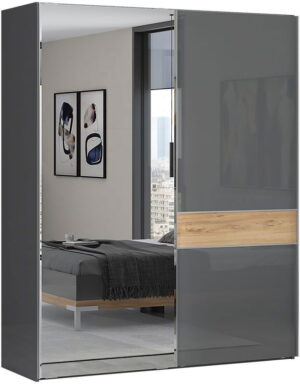 Ντουλάπα συρόμενη δίφυλλη Agate 180 με καθρέπτη