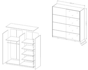 Ντουλάπα Συρόμενη Delta II-180 x 61 x 210 εκ.-Λευκό