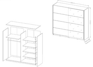 Ντουλάπα Συρόμενη Delta II-200 x 61 x 210 εκ.-Λευκό
