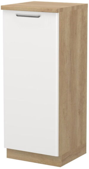 Επιδαπέδιο ντουλάπι ψηλό Modena K14-60-1KF-Δρυς - Λευκό γυαλιστερό