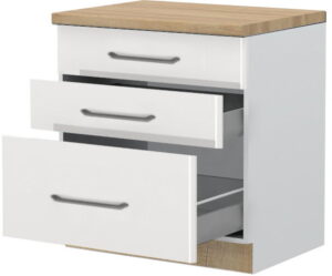 Επιδαπέδιο ντουλάπι Modena R-80-3MBOX-Λευκό - Λευκό γυαλιστερό