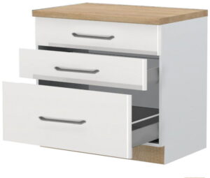 Επιδαπέδιο ντουλάπι Modena R-90-3MBOX-Λευκό - Λευκό γυαλιστερό