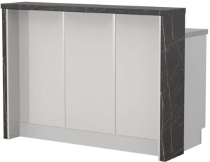 Πάγκος νησίδας Modena-Μήκος: 150 εκ.-Λευκό γυαλιστερό-Black Stone