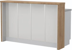 Πάγκος νησίδας Modena-Μήκος: 160 εκ.-Λευκό γυαλιστερό-Pacific Wallnut