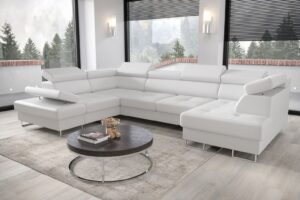 Γωνιακός καναπές Gelito Max II LTHR-Leuko-Αριστερή