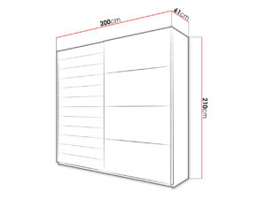 Ντουλάπα Συρόμενη Kappa-200 x 61 x 210 εκ.-Λευκό - Φυσικό