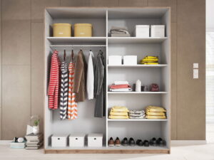 Ντουλάπα Συρόμενη Kappa-200 x 61 x 210 εκ.-Λευκό - Φυσικό