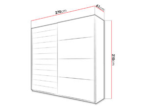 Ντουλάπα Συρόμενη Kappa-270 x 61 x 210 εκ.-Λευκό - Φυσικό