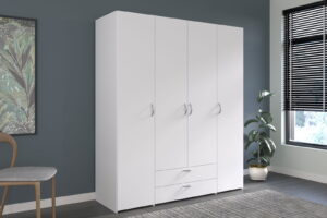 Ντουλάπα Dorm τετράφυλλη-Leuko-Χωρίς πατάρι