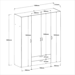 Ντουλάπα Dorm τετράφυλλη-Leuko-Χωρίς πατάρι