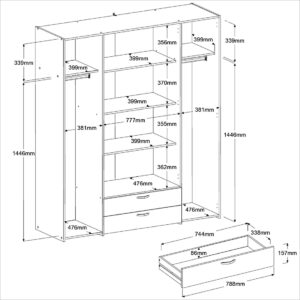 Ντουλάπα Dorm τετράφυλλη-Leuko-Χωρίς πατάρι