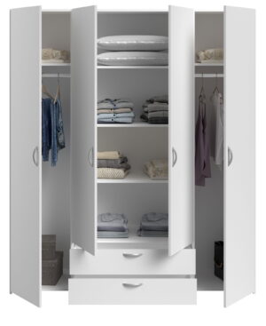 Ντουλάπα Dorm τετράφυλλη με καθρέπτη-Leuko