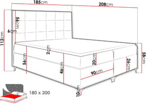 Επενδυμένο κρεβάτι Snake-Kafe-180 x 200