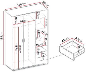 Ντουλάπα Qubic 3D1S Τρίφυλλη