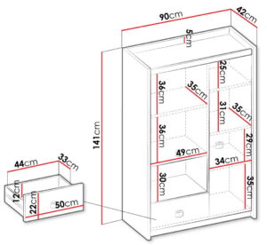 Ντουλάπα Fargo Mini 2D1S Δίφυλλη