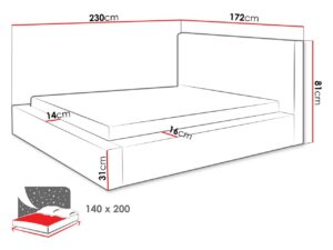 Επενδυμένο κρεβάτι Plexi-Ekrou-140 x 200