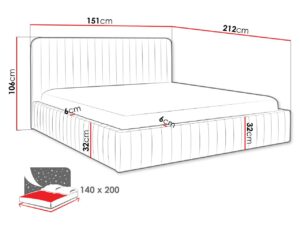 Επενδυμένο κρεβάτι Caniko-Gkri-140 x 200 εκ.