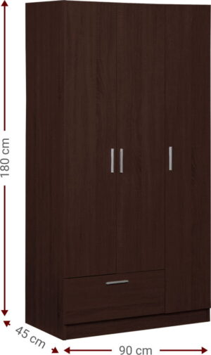 Ντουλάπα Wilson 3DS τρίφυλλη-Wenge