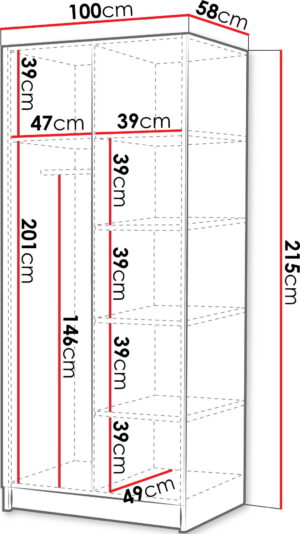 Ντουλάπα Bono II Δίφυλλη-Leuko-Xriso