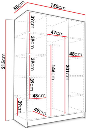 Ντουλάπα Calia II Τρίφυλλη-Leuko-Mauro