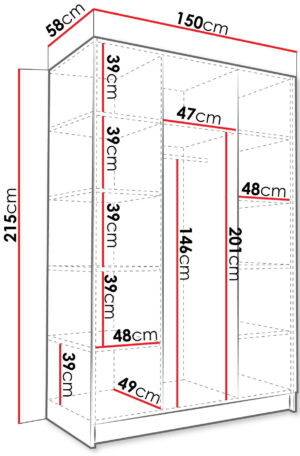 Ντουλάπα Calia III Τρίφυλλη-Mauro