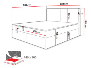 Επενδυμένο κρεβάτι Claire με στρώμα και ανώστρωμα-Mple-140 x 200
