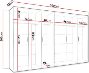 Ντουλάπα Malaga εξάφυλλη-Cashmere