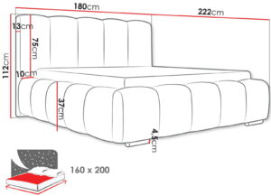 Επενδυμένο κρεβάτι Wizko-Mple Skouro-160 x 200