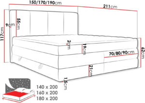 Επενδυμένο κρεβάτι Point-Ekrou-160 x 200