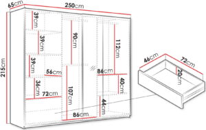 Ντουλάπα Sintra 250 συρόμενη-Fusiko-Mavro