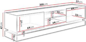 Έπιπλο Τηλεόρασης Zarpant 200 2K-Μαύρο