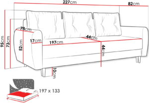 Καναπές - κρεβάτι Dream τριθέσιος-Mauro